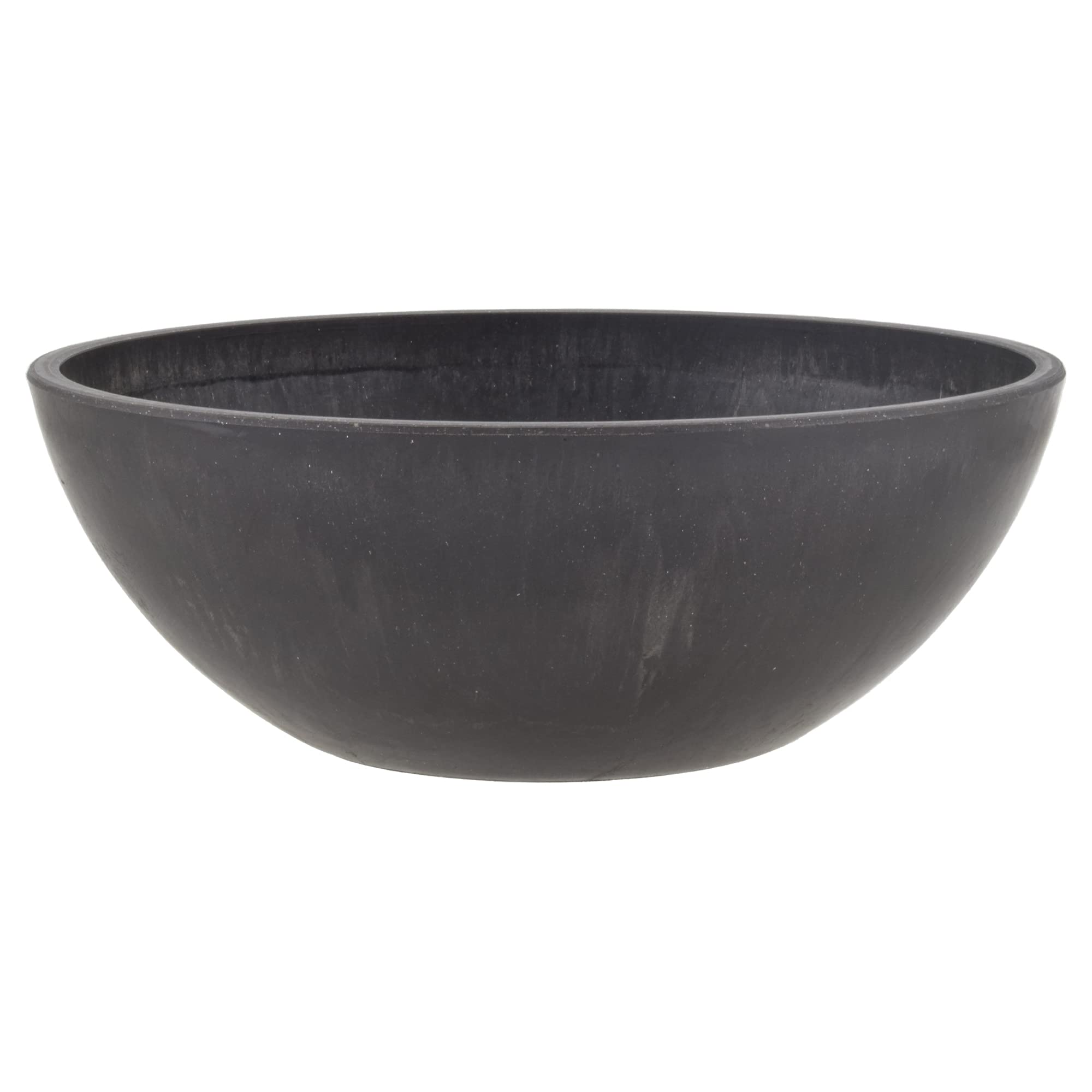 PSW Pot Collection M30DC 12-inch Plastic/Stone/Wood Composite Low Bowl Planter – No Drainage Hole (Drillable), Shallow Indoor/Outer Pot for Succulents, Bonsai, Fairy Gardens, Herbs, Dark Charcoal