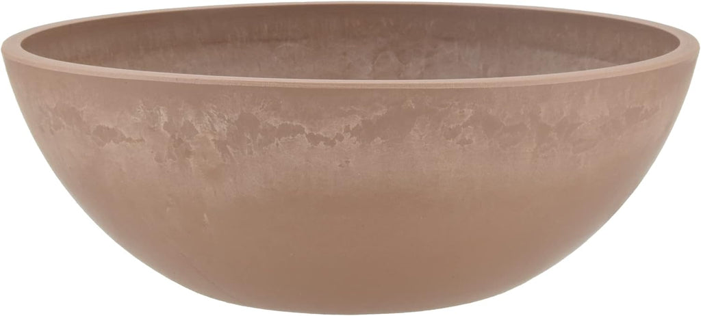 PSW Pot Collection M30DC 12-inch Plastic/Stone/Wood Composite Low Bowl Planter – No Drainage Hole (Drillable), Shallow Indoor/Outer Pot for Succulents, Bonsai, Fairy Gardens, Herbs, Dark Charcoal