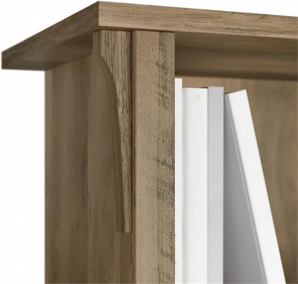 Bush Home Salinas Tall 5 Shelf Bookcase - Set of 2 in Reclaimed Pine, Vertical Office Storage, Bookshelves for Home Workspace, Multi-Purpose Shelving Units