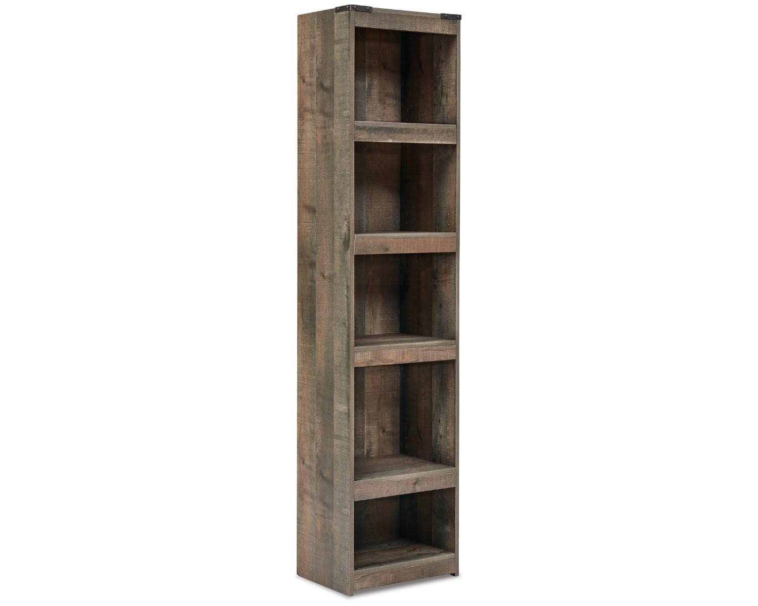 Signature Design by Ashley Derekson Rustic Pine Grain Finished Pier with 3 Adjustable Shelves, Multi Dark Gray