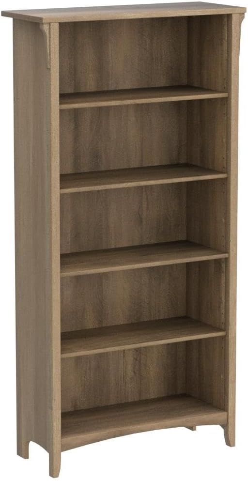 Bush Home Salinas Tall 5 Shelf Bookcase - Set of 2 in Reclaimed Pine, Vertical Office Storage, Bookshelves for Home Workspace, Multi-Purpose Shelving Units