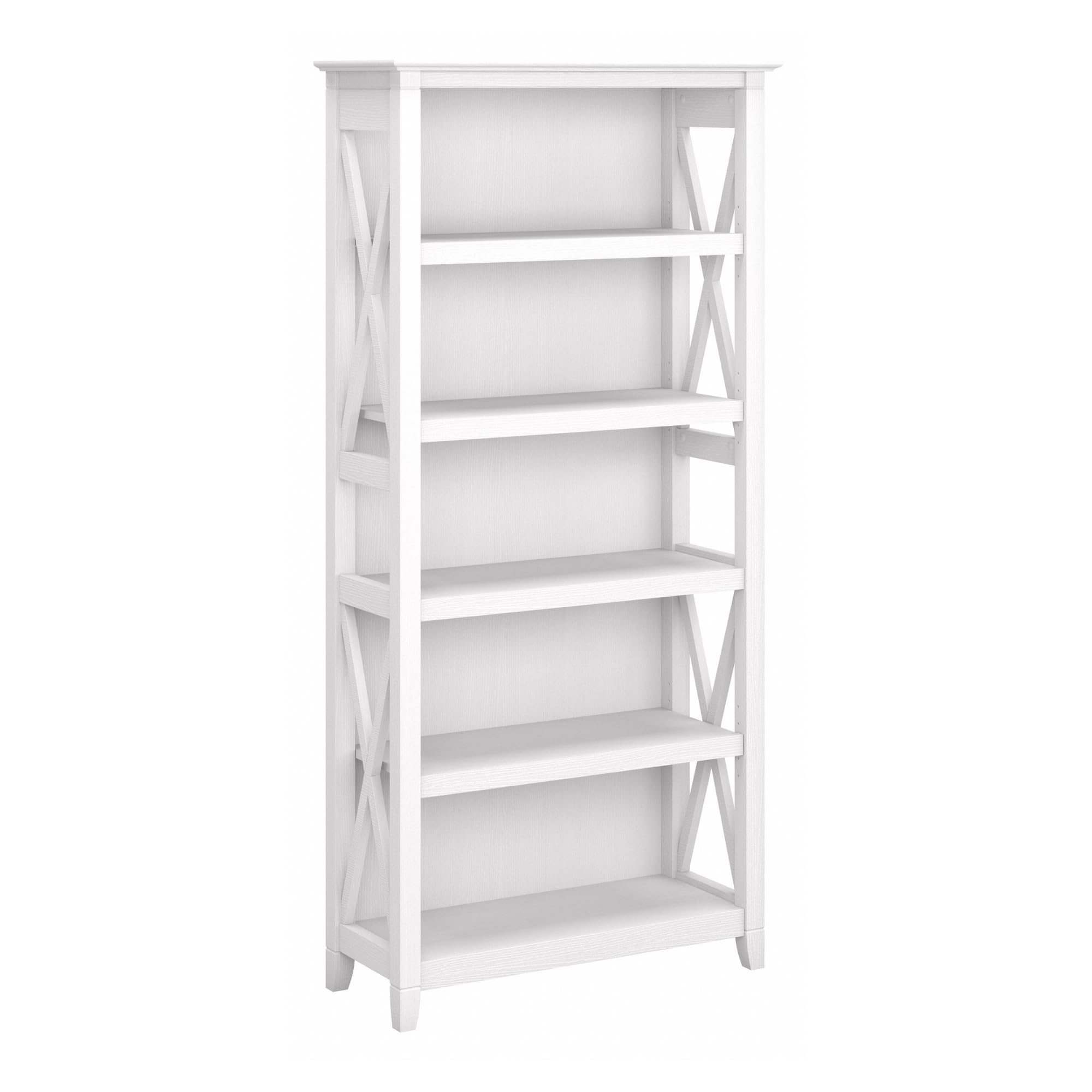 Bush Home Tall 5 Shelf Bookcase for Living Room or Home Office, Large Bookshelf, Modern Farmhouse Style, Key West Collection, Reclaimed Pine
