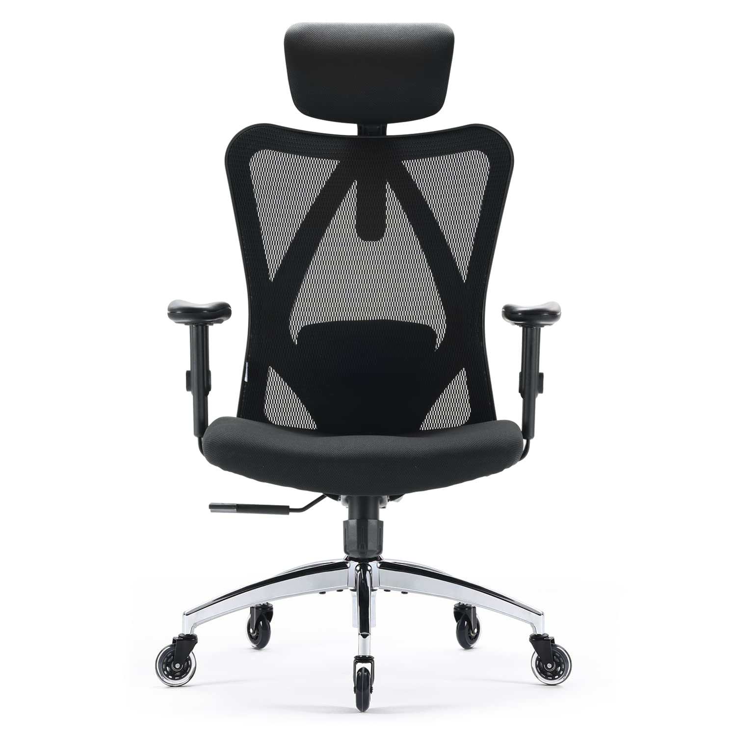 SIHOO M18 Ergonomic Office Chair, High Back Mesh Desk Chair with Adjustable Headrest & Lumbar Support, 330lbs Capacity Computer Chair with 2D Armrests & Wide Cushion, Tilt Lock, for Home Office-Black