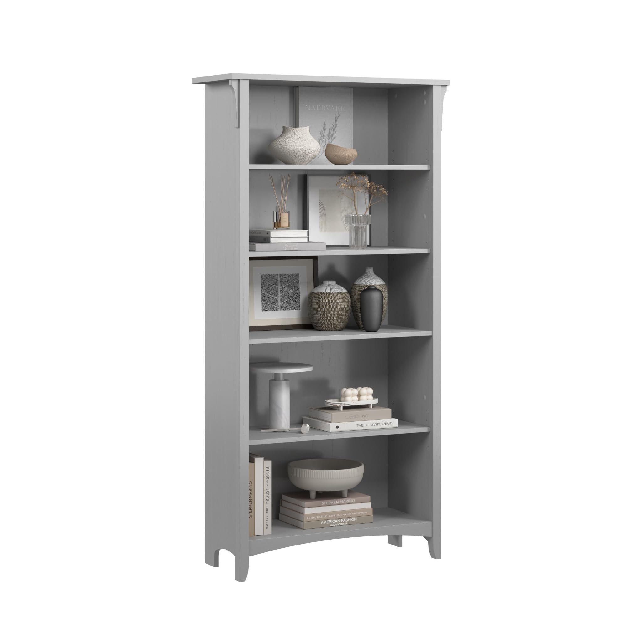 Bush Home Salinas 5 Shelf Bookcase in Reclaimed Pine, Tall Bookshelf, Large Book Shelf for Living Room, Home Office, or Entryway