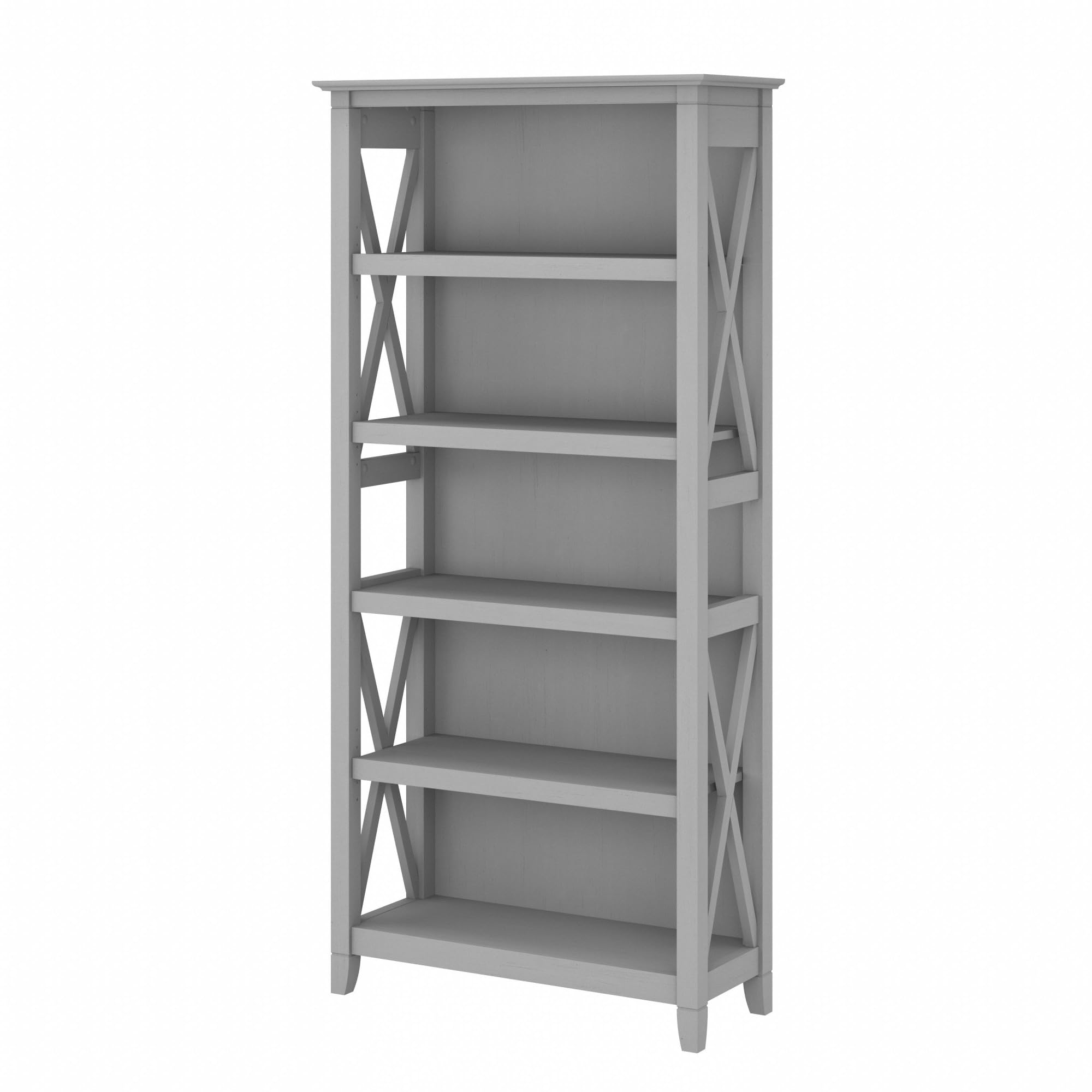 Bush Home Tall 5 Shelf Bookcase for Living Room or Home Office, Large Bookshelf, Modern Farmhouse Style, Key West Collection, Reclaimed Pine