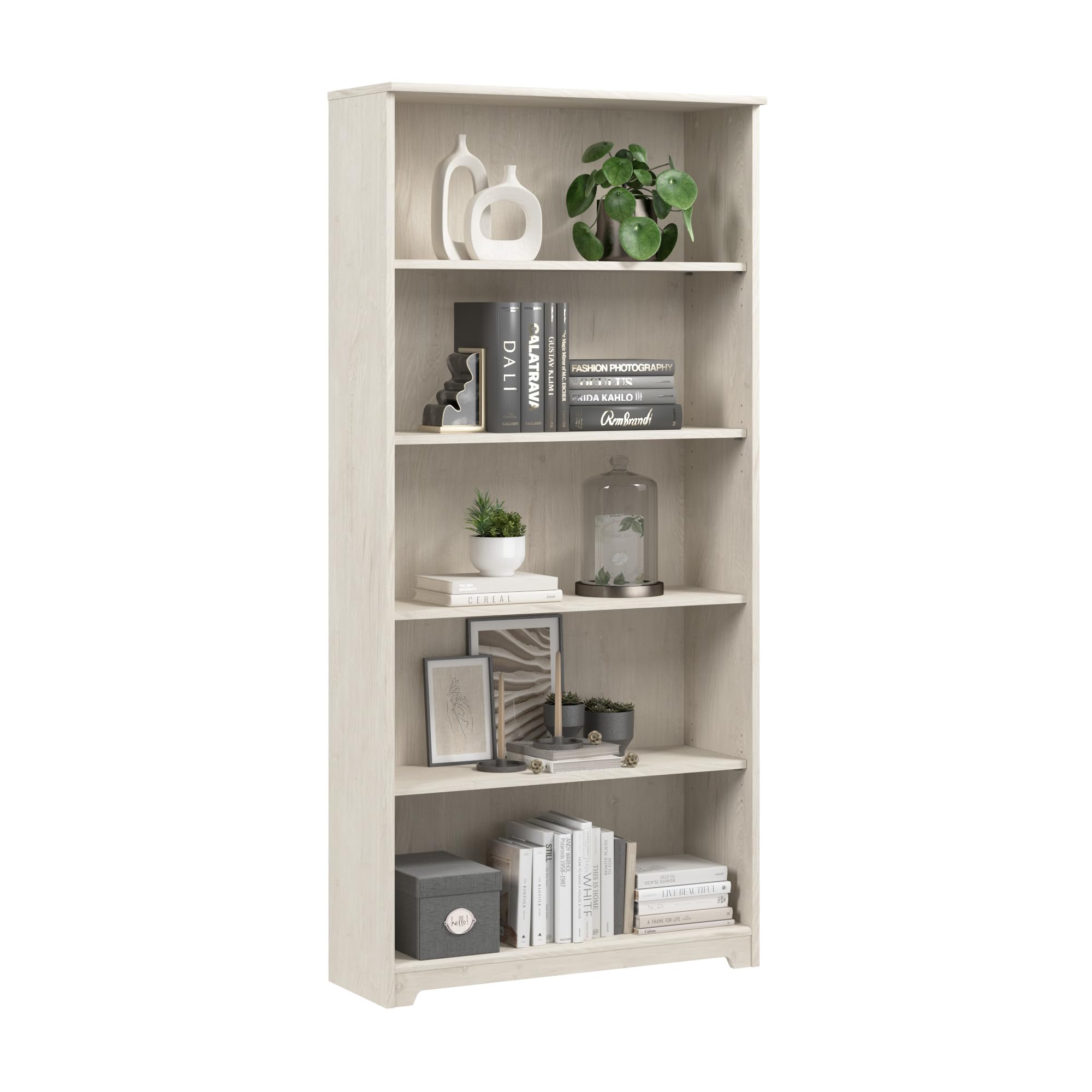 Bush Home Tall 5 Shelf Bookcase, Large Open Bookshelf, Sturdy Display Cabinet for Living Room or Home Office, Cabot Collection, Reclaimed Pine