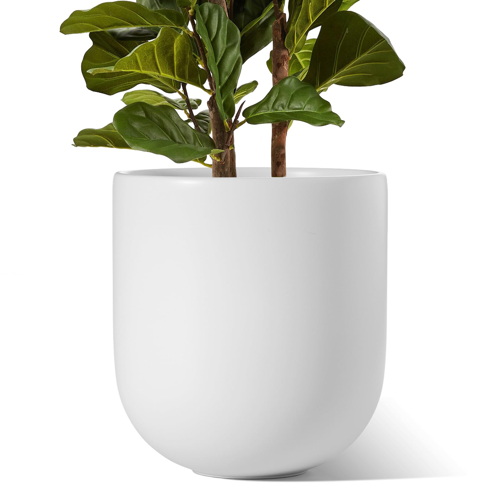 LE TAUCI 12 Inch Pots for Plants, Ceramic Large Planters for Indoor Plants, Indoor Plant Pots for Home Garden Patio Office, Planter Pots with Drainage Hole and Rubber Plug, Neutral Gray