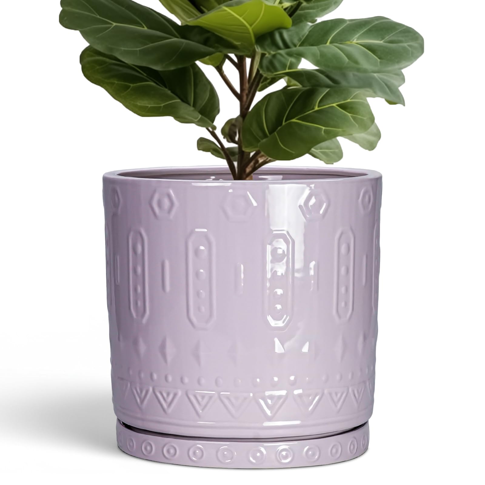 Eightpot 12 Inch Pot for Plants - Ceramic Planter for Indoor Plants Large Plant Pot with Drainage Holes and Saucer Outdoor Flower Pot Decorative Round Planter for Porch Office Decor Blue