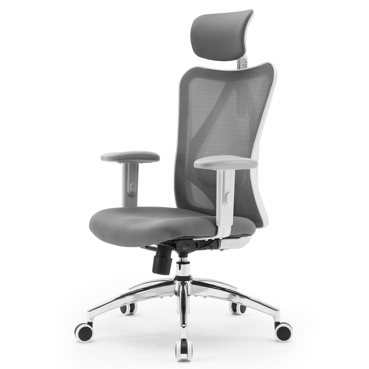 SIHOO M18 Ergonomic Office Chair, High Back Mesh Desk Chair with Adjustable Headrest & Lumbar Support, 330lbs Capacity Computer Chair with 2D Armrests & Wide Cushion, Tilt Lock, for Home Office-Black