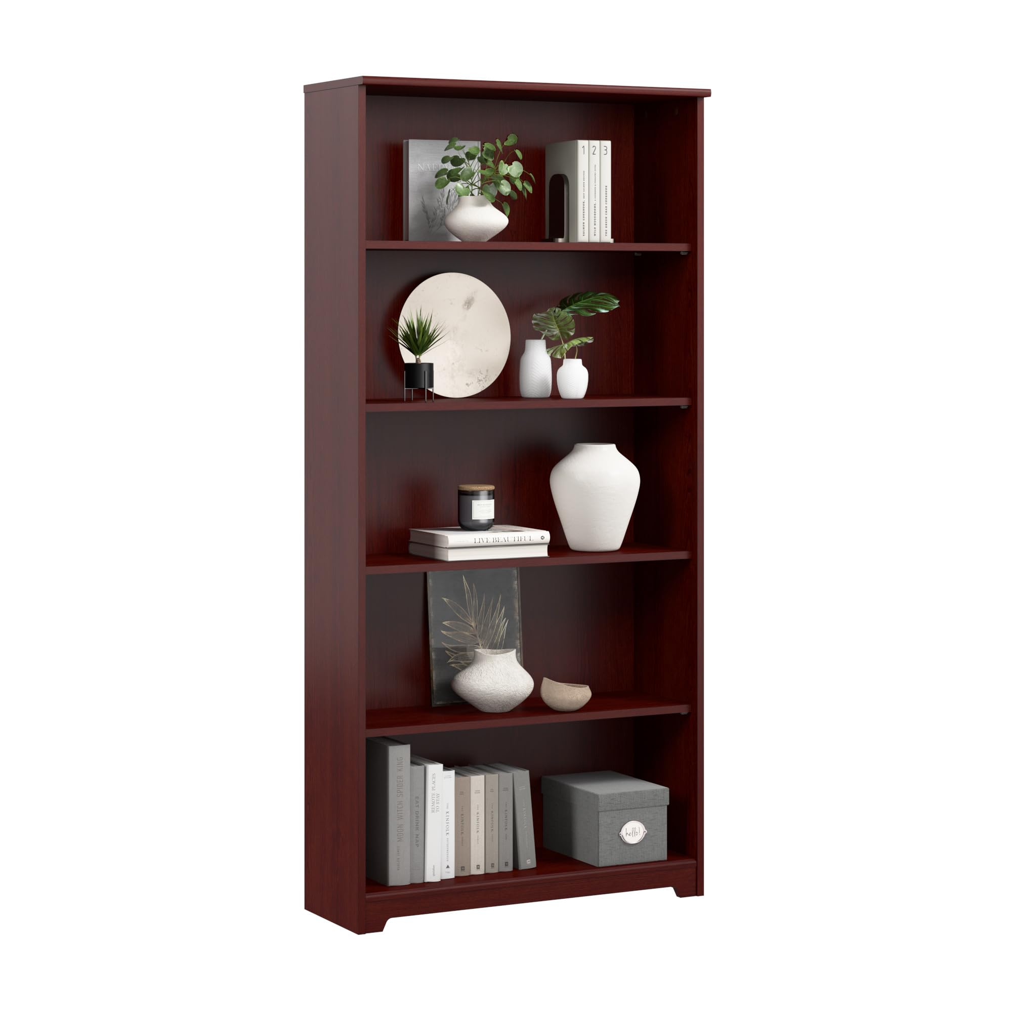 Bush Home Tall 5 Shelf Bookcase, Large Open Bookshelf, Sturdy Display Cabinet for Living Room or Home Office, Cabot Collection, Reclaimed Pine