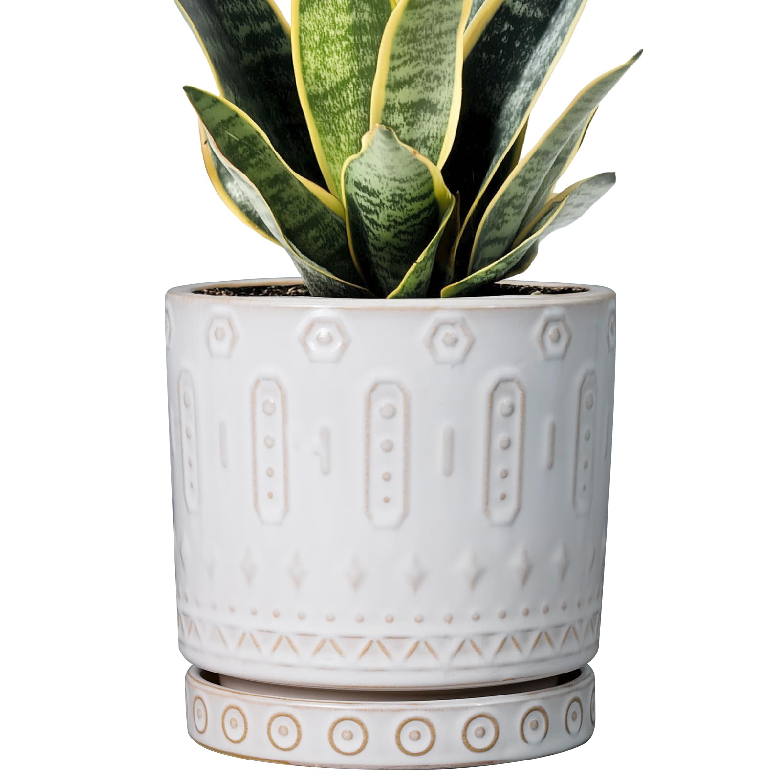 Eightpot 12 Inch Pot for Plants - Ceramic Planter for Indoor Plants Large Plant Pot with Drainage Holes and Saucer Outdoor Flower Pot Decorative Round Planter for Porch Office Decor Blue