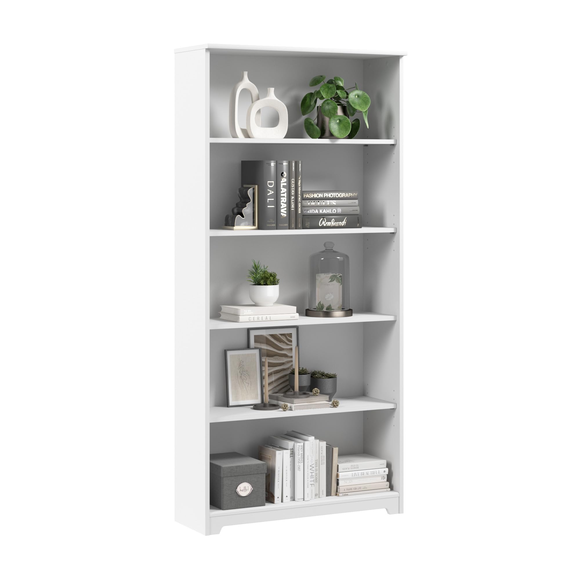 Bush Home Tall 5 Shelf Bookcase, Large Open Bookshelf, Sturdy Display Cabinet for Living Room or Home Office, Cabot Collection, Reclaimed Pine
