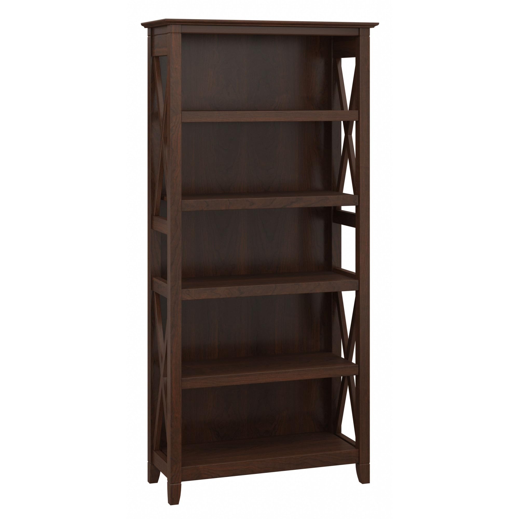 Bush Home Tall 5 Shelf Bookcase for Living Room or Home Office, Large Bookshelf, Modern Farmhouse Style, Key West Collection, Reclaimed Pine