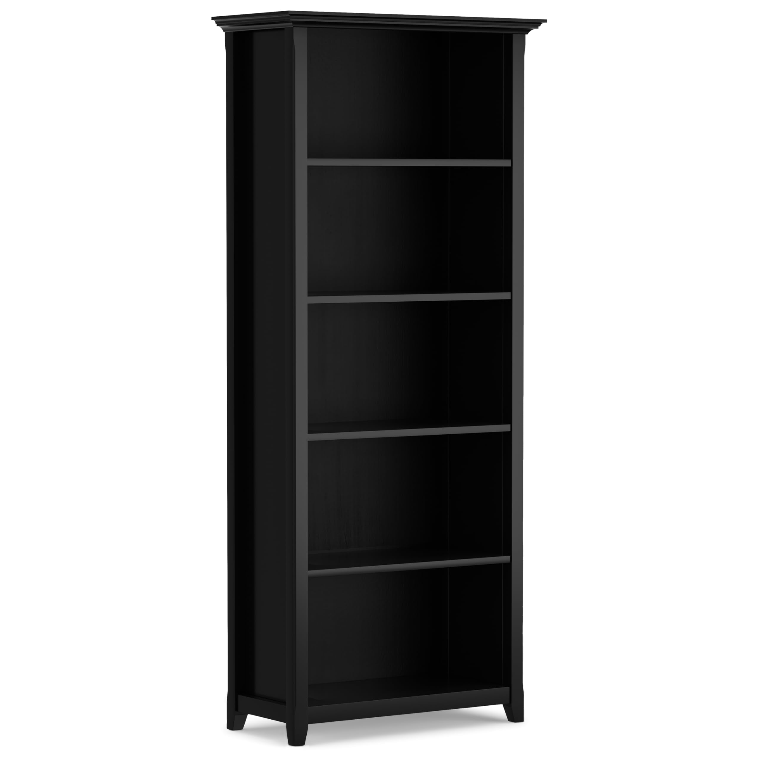 SIMPLIHOME Amherst Bookcase - 70 inch Tall 5-Shelf Solid Wood Bookshelf in Russet Brown, Transitional Storage for Living Room, Study Room or Office with Adjustable Shelves and Tapered Legs