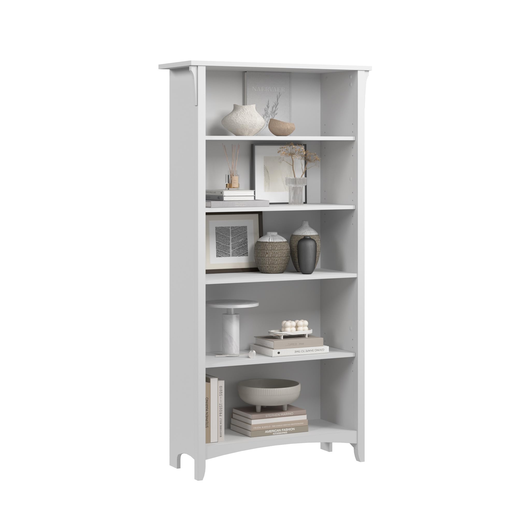 Bush Home Salinas 5 Shelf Bookcase in Reclaimed Pine, Tall Bookshelf, Large Book Shelf for Living Room, Home Office, or Entryway