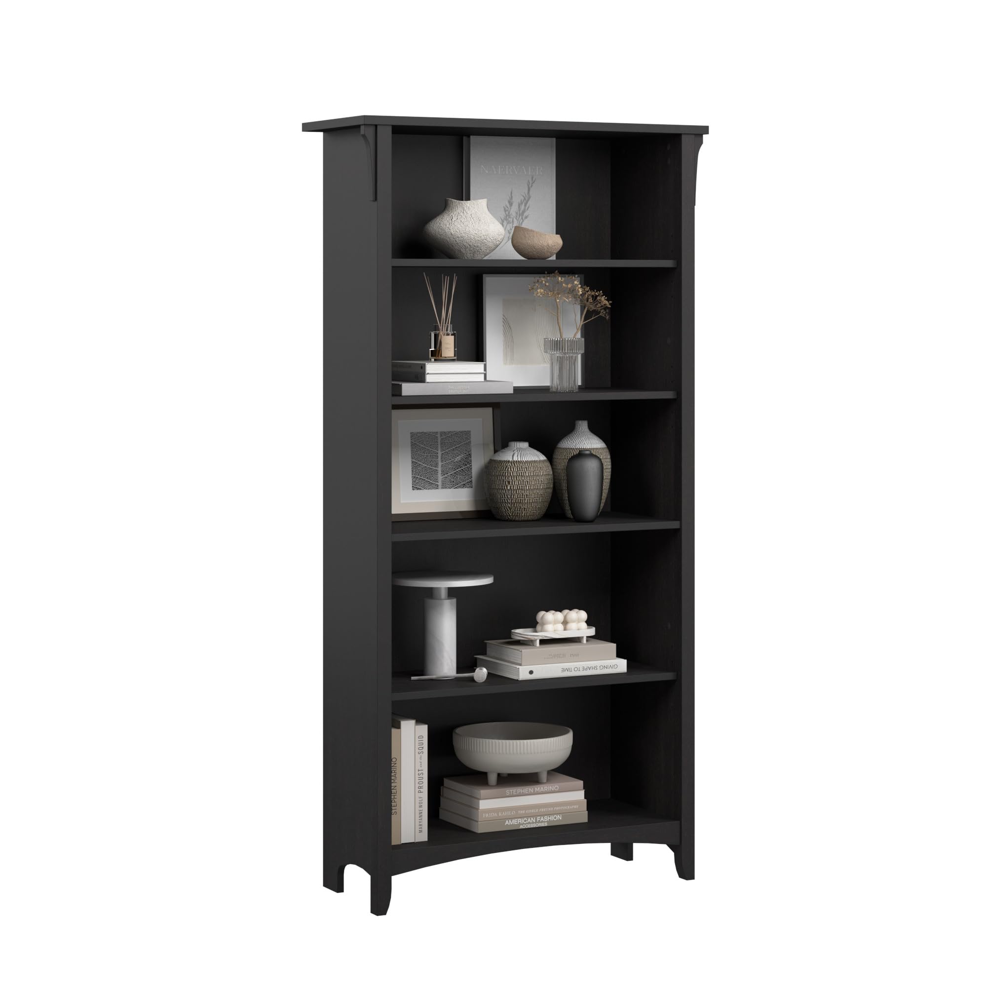 Bush Home Salinas 5 Shelf Bookcase in Reclaimed Pine, Tall Bookshelf, Large Book Shelf for Living Room, Home Office, or Entryway