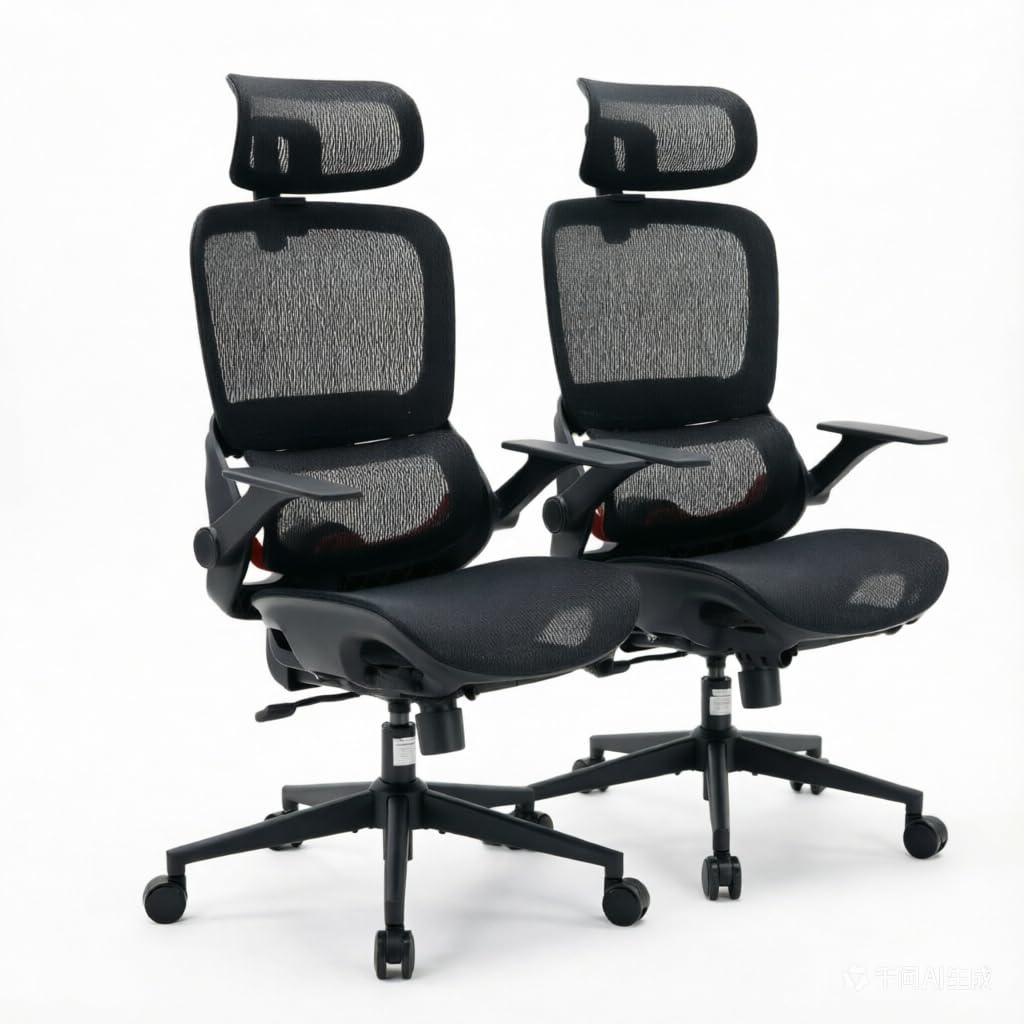 SIHOO B100 Office Chair, Comfy Ergonomic Office Chair, High Back Computer Chair with Adaptive Lumbar Support & Wide Headrest, Flip-up Armrests, Swivel Desk Chair for Long Hours, Grey