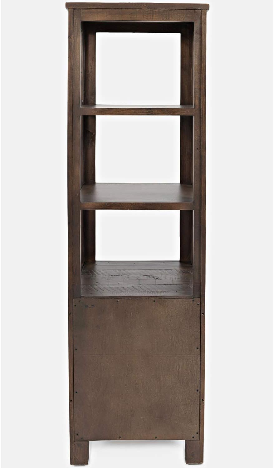 Jofran Madison County 22" Pier Bookcase in Reclaimed Pine, Rustic Farmhouse Bookshelf for Living Room Home Office, Barnwood Brown