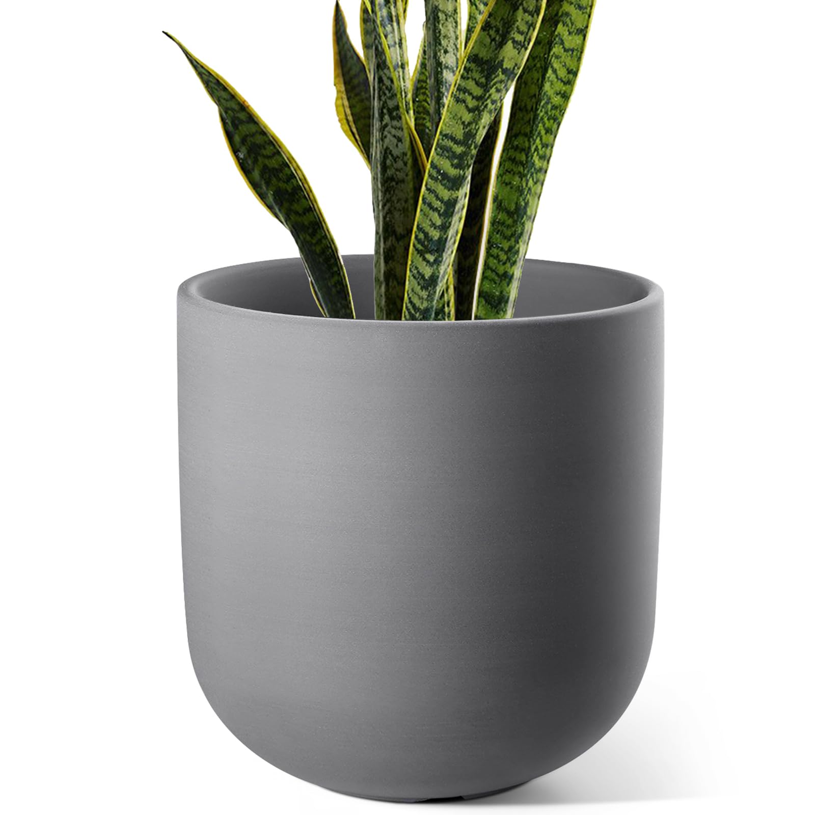 LE TAUCI 12 Inch Pots for Plants, Ceramic Large Planters for Indoor Plants, Indoor Plant Pots for Home Garden Patio Office, Planter Pots with Drainage Hole and Rubber Plug, Neutral Gray
