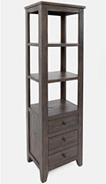 Jofran Madison County 22" Pier Bookcase in Reclaimed Pine, Rustic Farmhouse Bookshelf for Living Room Home Office, Barnwood Brown