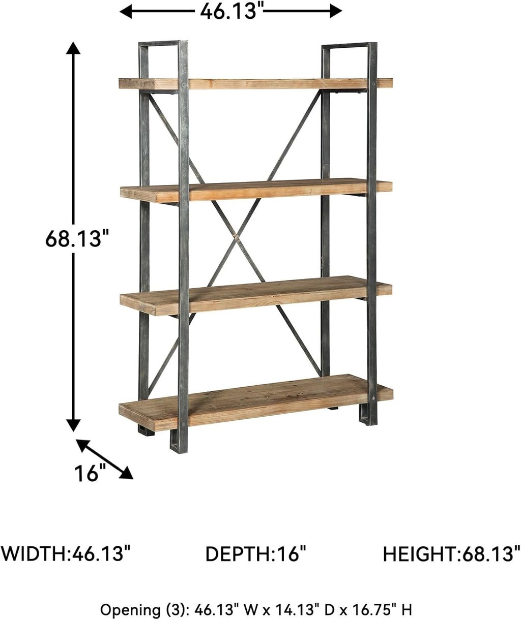 Signature Design by Ashley Forestmin Vintage 4 Tier Wood Bookcase, Light Brown