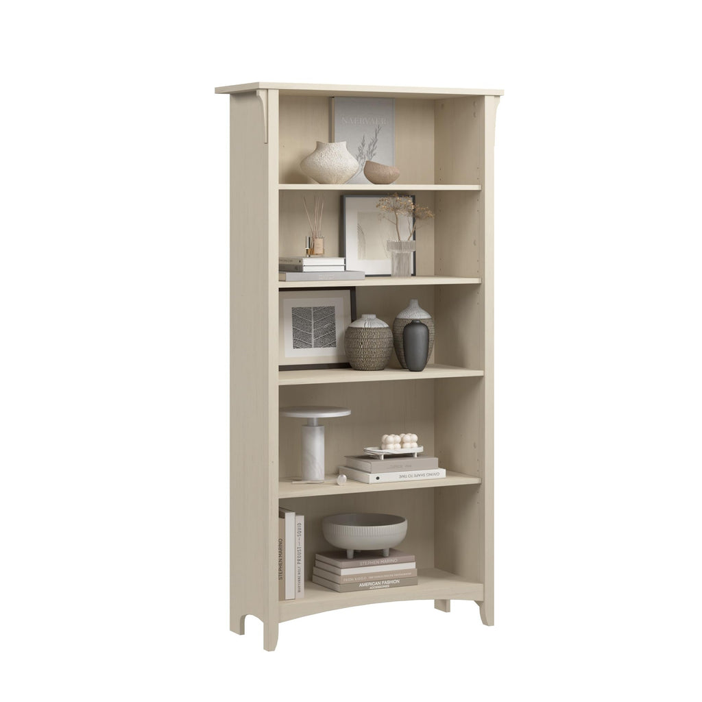 Bush Home Salinas 5 Shelf Bookcase in Reclaimed Pine, Tall Bookshelf, Large Book Shelf for Living Room, Home Office, or Entryway