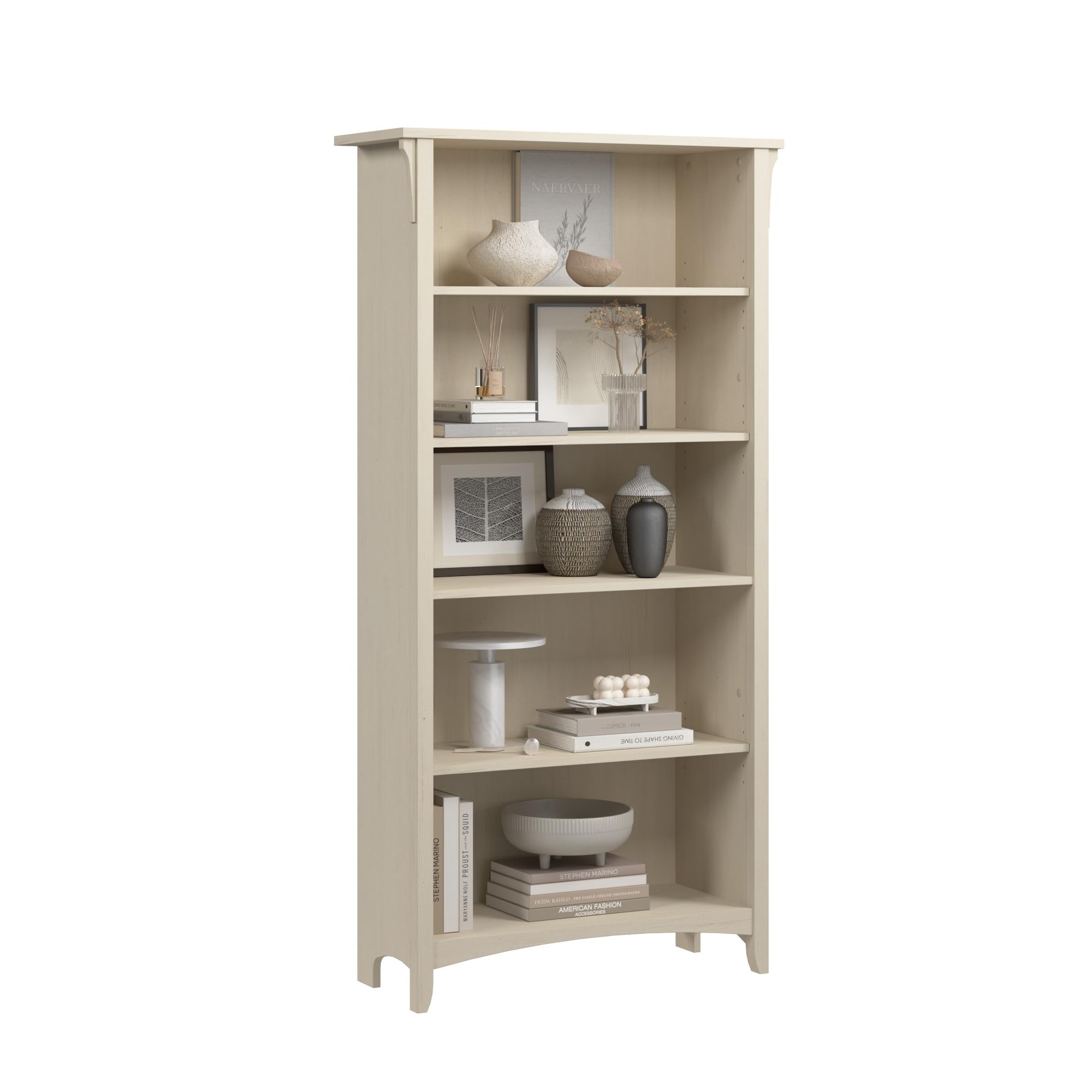 Bush Home Salinas 5 Shelf Bookcase in Reclaimed Pine, Tall Bookshelf, Large Book Shelf for Living Room, Home Office, or Entryway