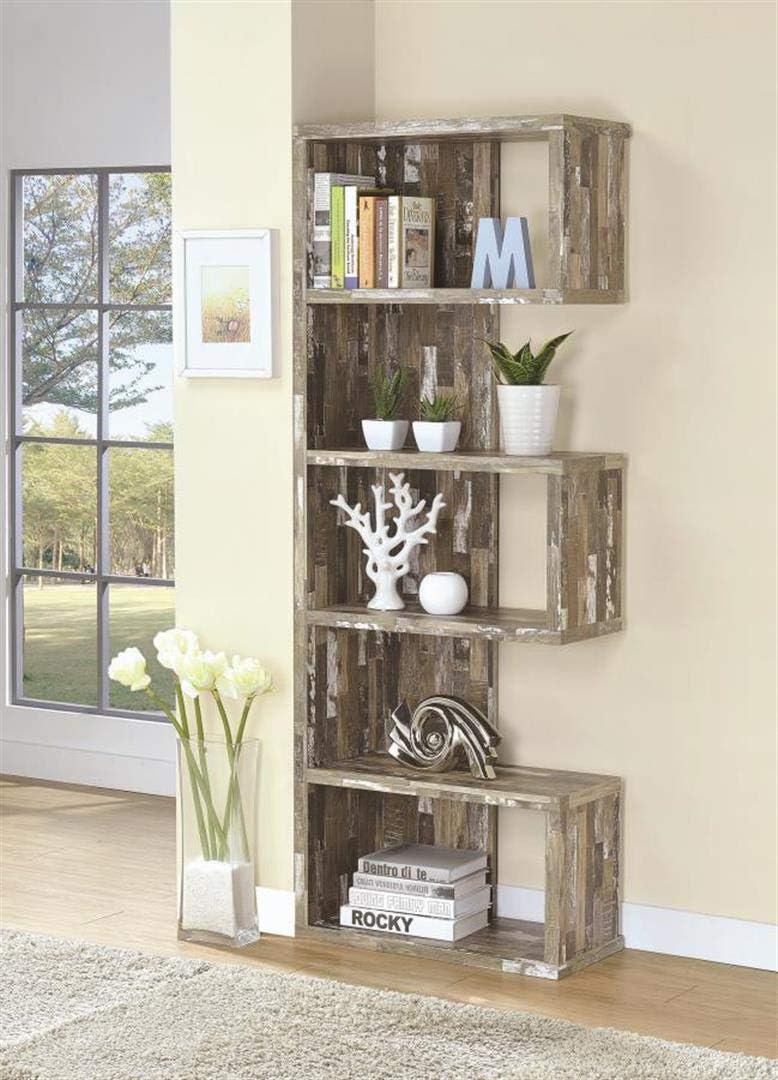 Coaster Home Furnishings Rectangular 5-Tier Bookcase Salvaged Cabin