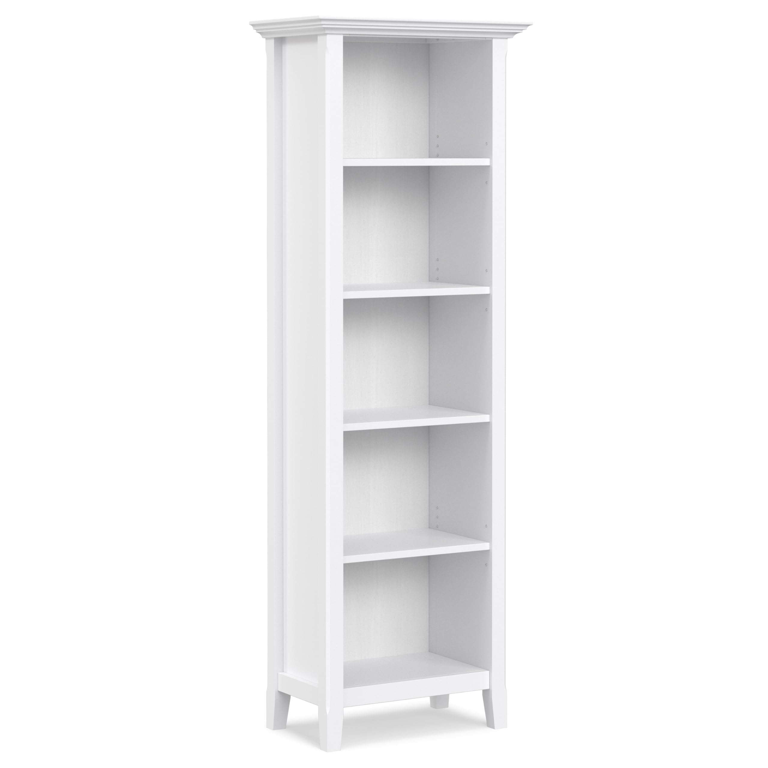 SIMPLIHOME Amherst Bookcase - 70 inch Tall 5-Shelf Solid Wood Bookshelf in Russet Brown, Transitional Storage for Living Room, Study Room or Office with Adjustable Shelves and Tapered Legs