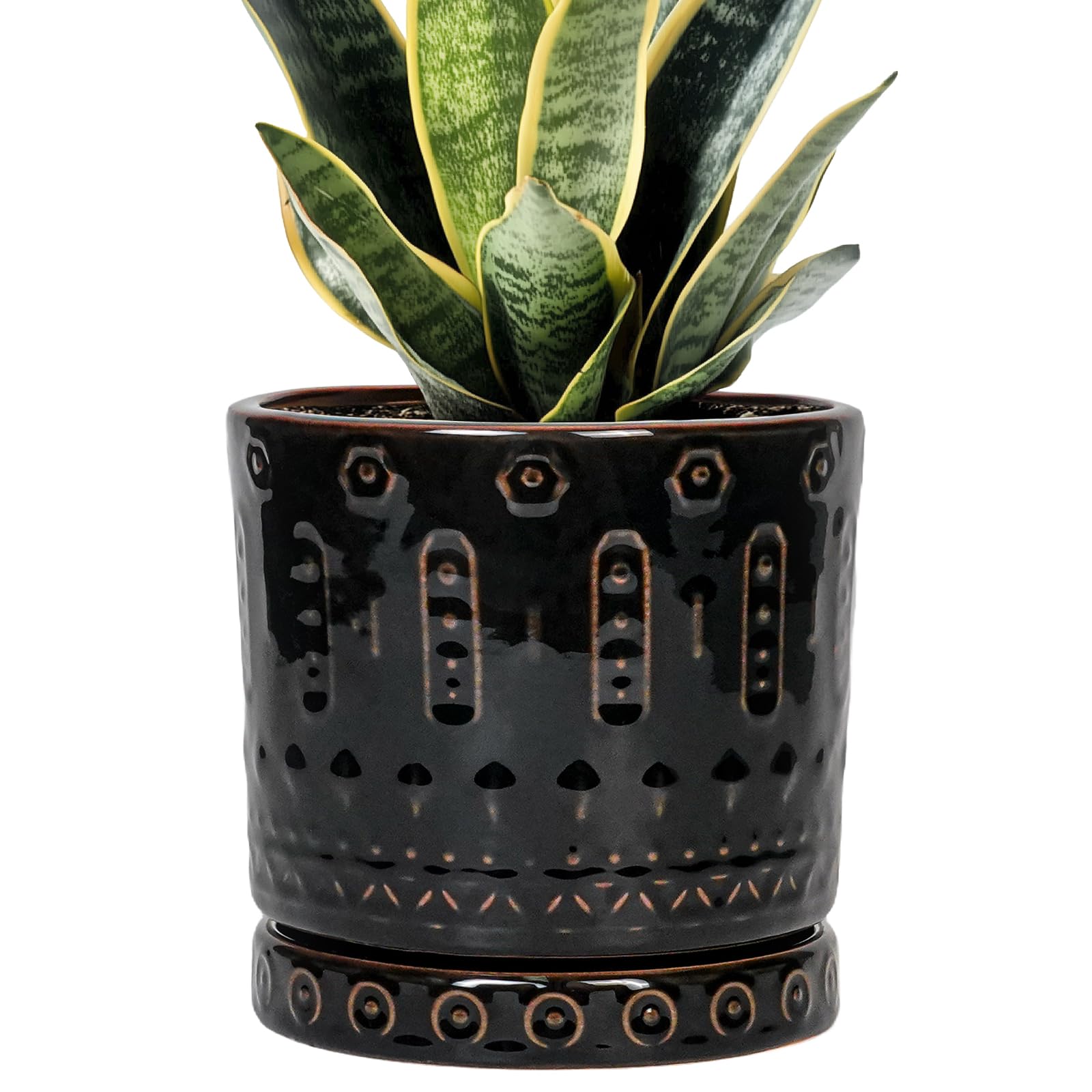 Eightpot 12 Inch Pot for Plants - Ceramic Planter for Indoor Plants Large Plant Pot with Drainage Holes and Saucer Outdoor Flower Pot Decorative Round Planter for Porch Office Decor Blue