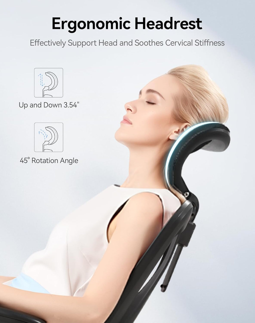 SIHOO M18 Ergonomic Office Chair, High Back Mesh Desk Chair with Adjustable Headrest & Lumbar Support, 330lbs Capacity Computer Chair with 2D Armrests & Wide Cushion, Tilt Lock, for Home Office-Black