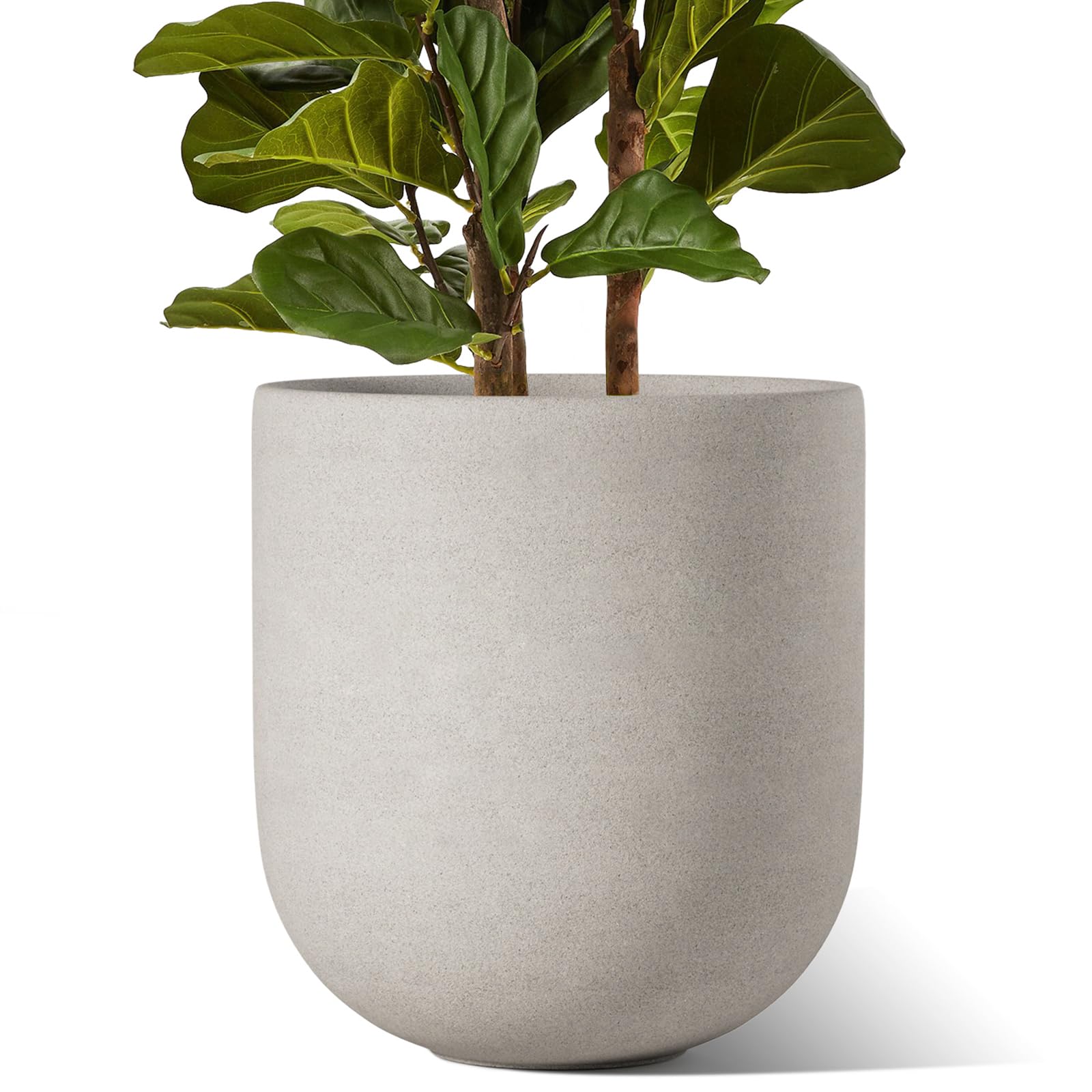 LE TAUCI 12 Inch Pots for Plants, Ceramic Large Planters for Indoor Plants, Indoor Plant Pots for Home Garden Patio Office, Planter Pots with Drainage Hole and Rubber Plug, Neutral Gray