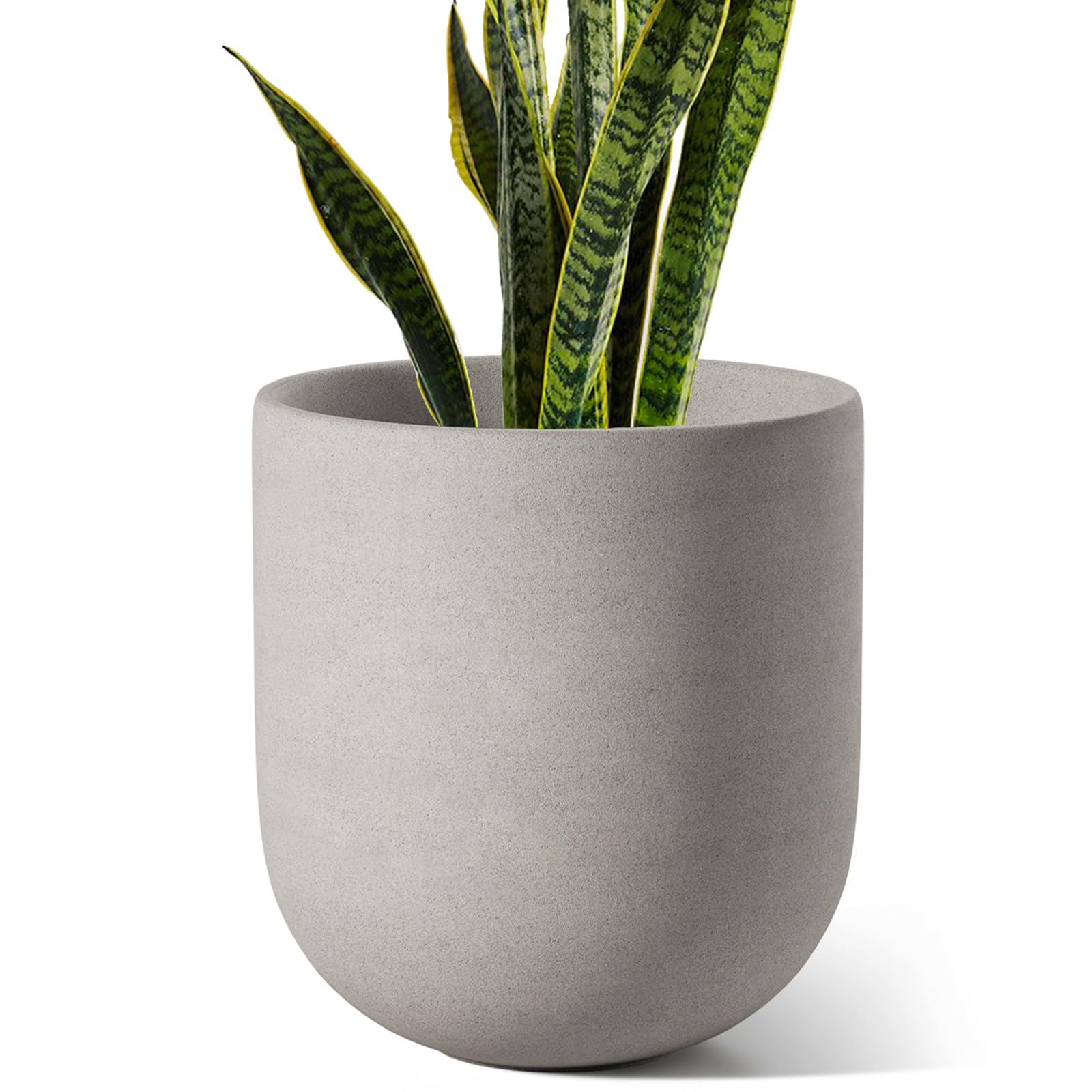 LE TAUCI 12 Inch Pots for Plants, Ceramic Large Planters for Indoor Plants, Indoor Plant Pots for Home Garden Patio Office, Planter Pots with Drainage Hole and Rubber Plug, Neutral Gray