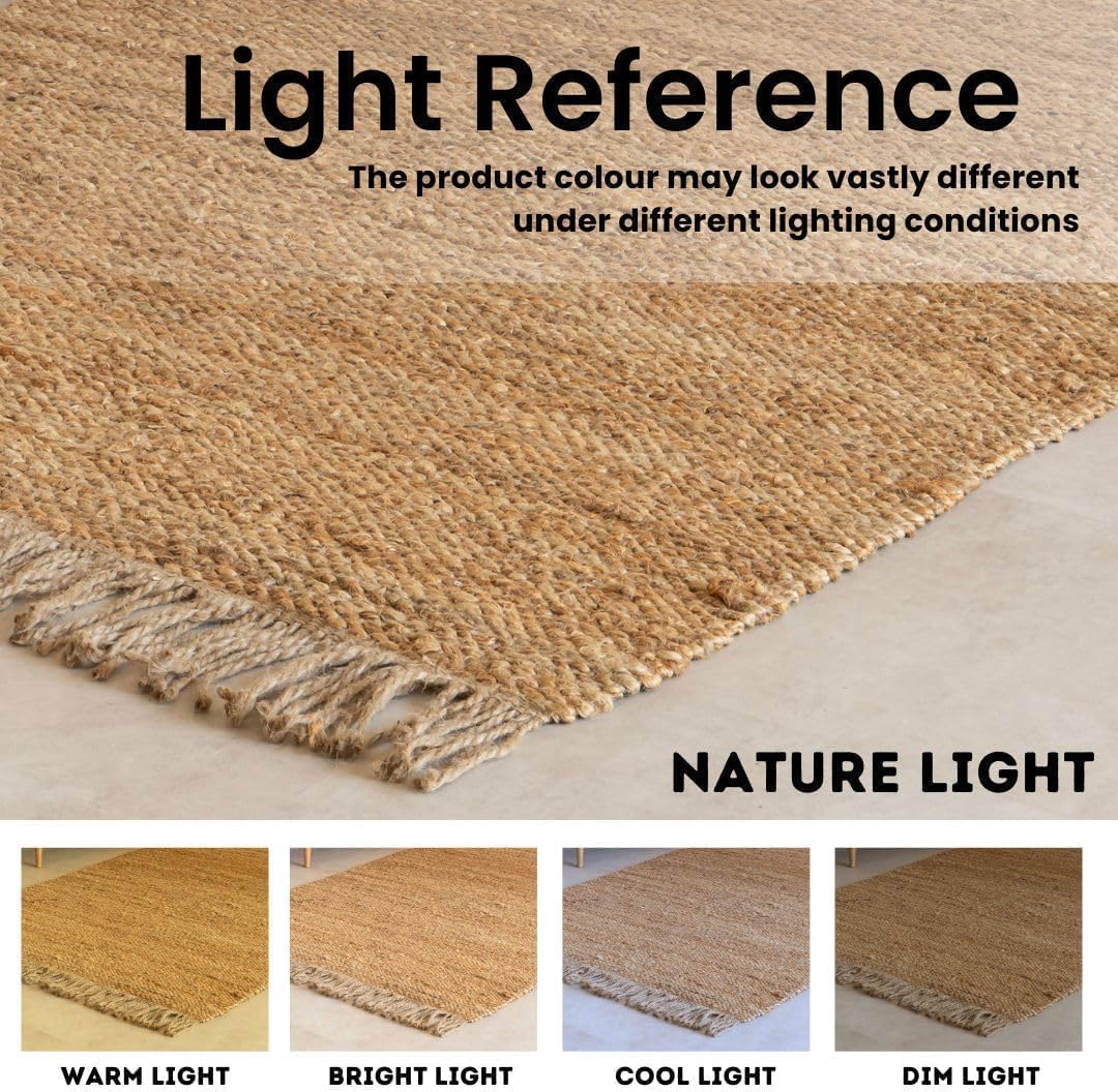 HOMEMONDE Chunky Braided Jute Area Rug 6x9 ft Rectangle Boho Home Décor Indoor Rug - Natural Handcrafted Farmhouse Style Rug for Bedroom, Living Room, Dining Room Kitchen, and Hallway