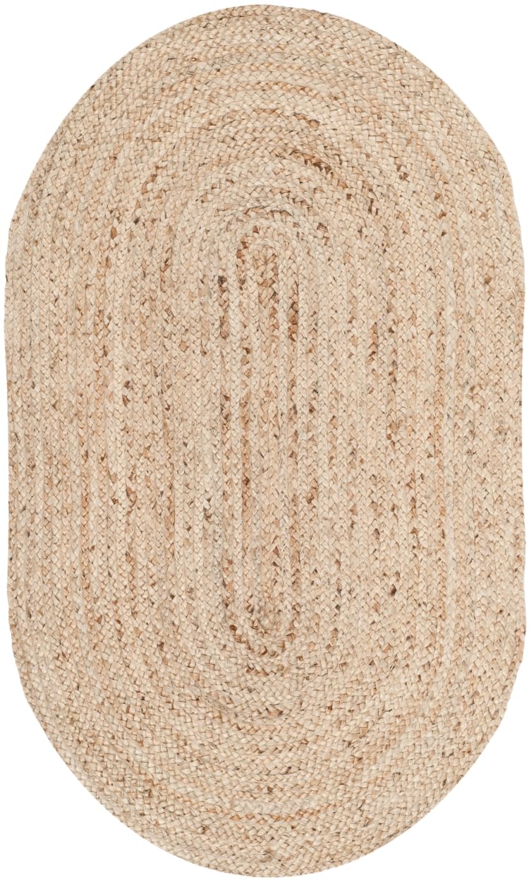 SAFAVIEH Area Rug 6x9 - Cape Cod Collection - Natural Brown, Handmade Braided Flat Weave Jute (CAP252A)