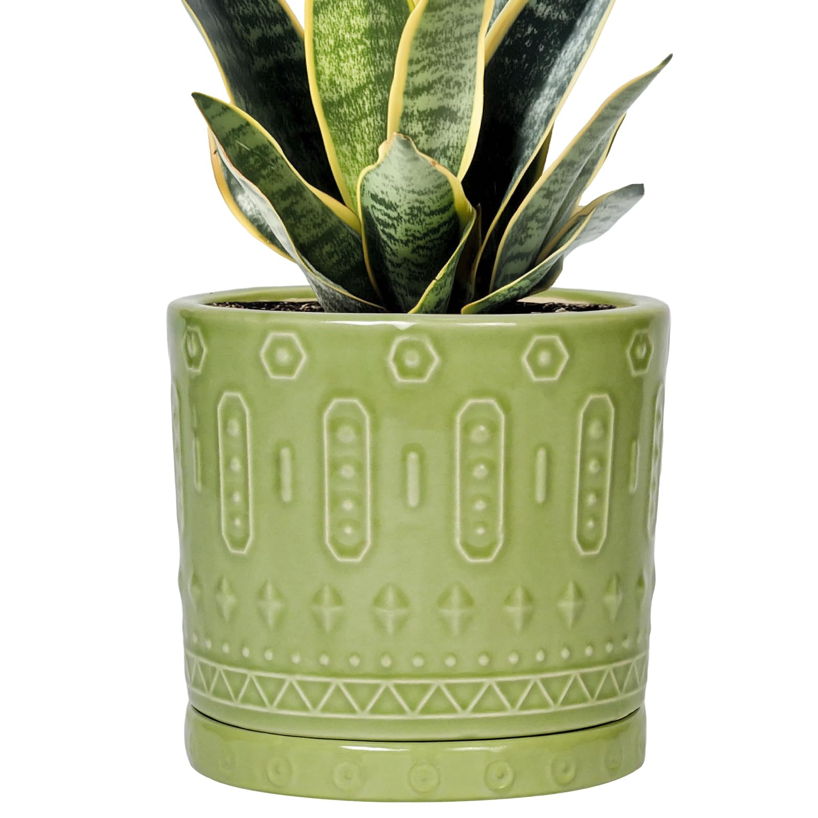 Eightpot 12 Inch Pot for Plants - Ceramic Planter for Indoor Plants Large Plant Pot with Drainage Holes and Saucer Outdoor Flower Pot Decorative Round Planter for Porch Office Decor Blue