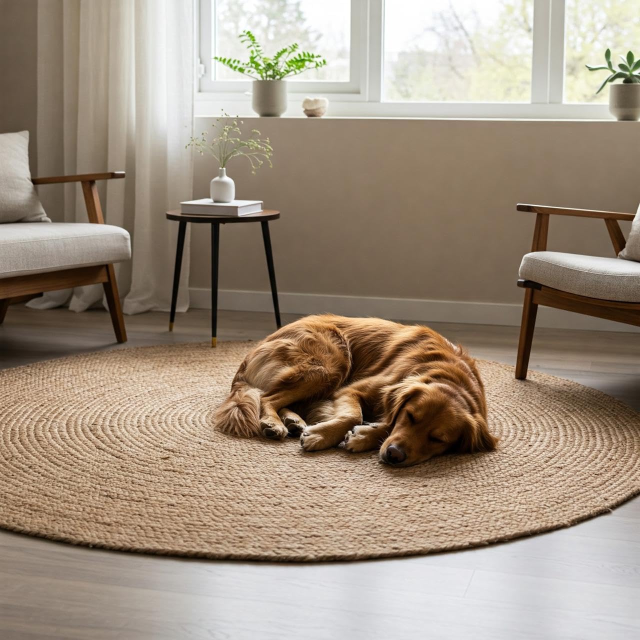 Premium Handwoven Jute Oval Rug 3x5 - Braided Boho Non Slip Half Circle Rug for Entryway, Dining, Bedroom, Kitchen & Office - Natural Farmhouse Decor