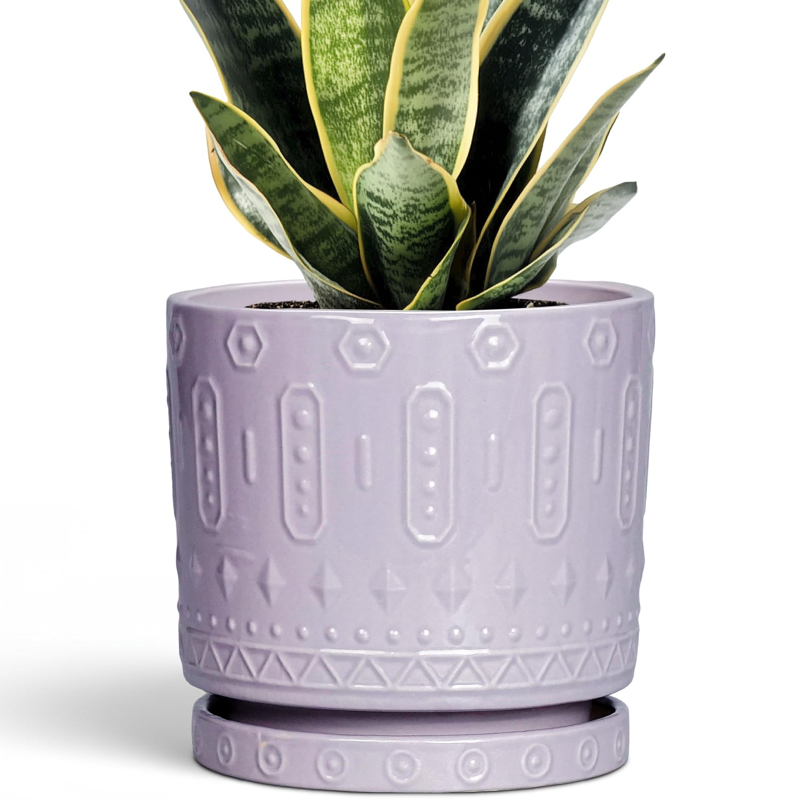 Eightpot 12 Inch Pot for Plants - Ceramic Planter for Indoor Plants Large Plant Pot with Drainage Holes and Saucer Outdoor Flower Pot Decorative Round Planter for Porch Office Decor Blue