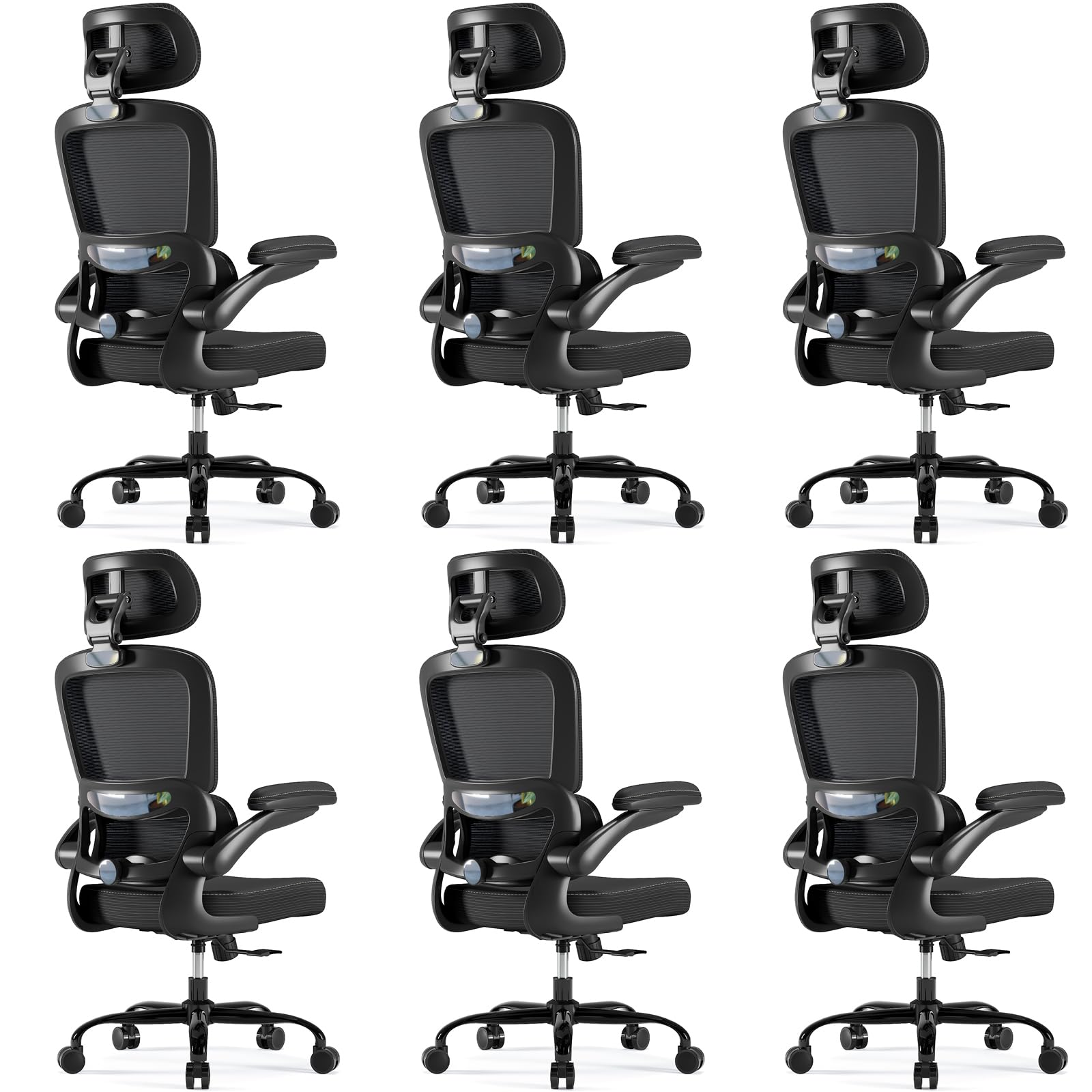TRALT Ergonomic Office Chair - Desk Chair with Adjustable Headrest Lumbar Support Computer Chair - Mesh Comfy Chair with Flip-up Armrests - Gaming Chairs for Adults Home Office (Leather, White)