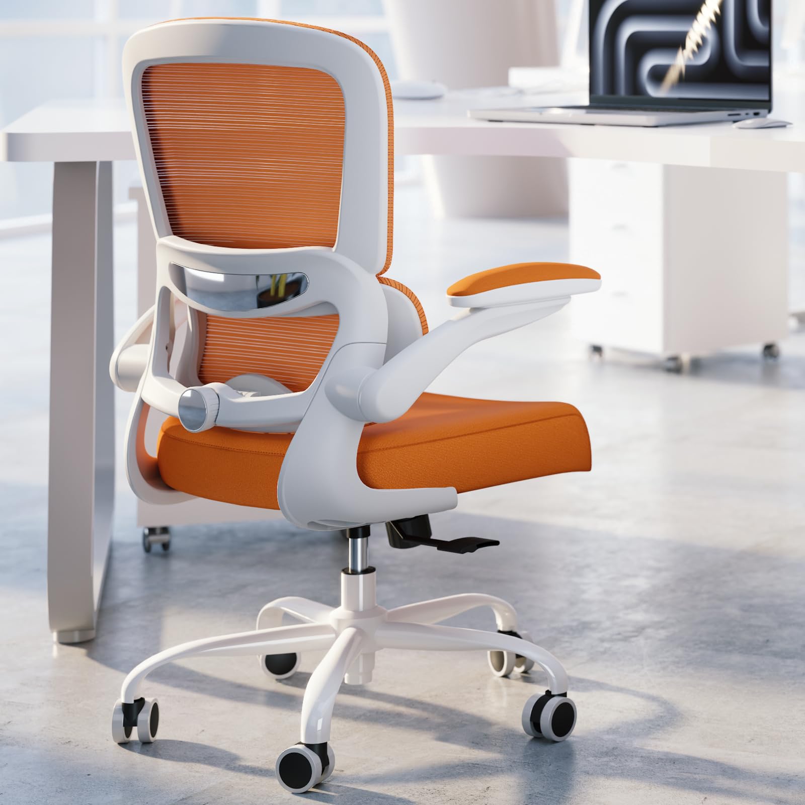 TRALT Office Chair - Ergonomic Desk Chair with Adjustable Lumbar Support, Mesh Computer Chair, Executive Chairs for Home Office Comfortable Lumbar Support (White+Black)