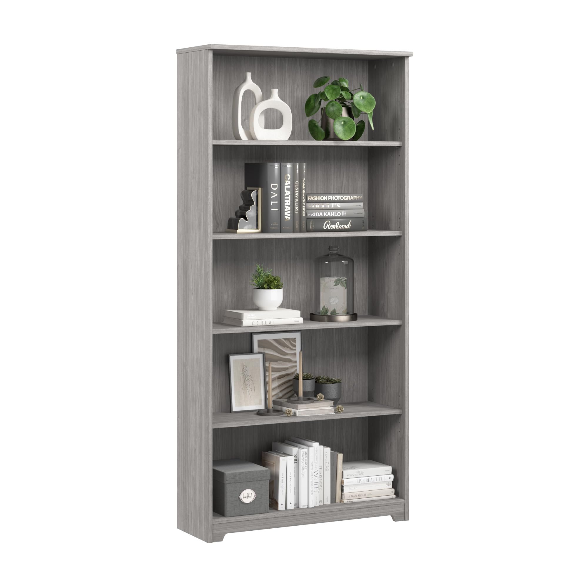 Bush Home Tall 5 Shelf Bookcase, Large Open Bookshelf, Sturdy Display Cabinet for Living Room or Home Office, Cabot Collection, Reclaimed Pine