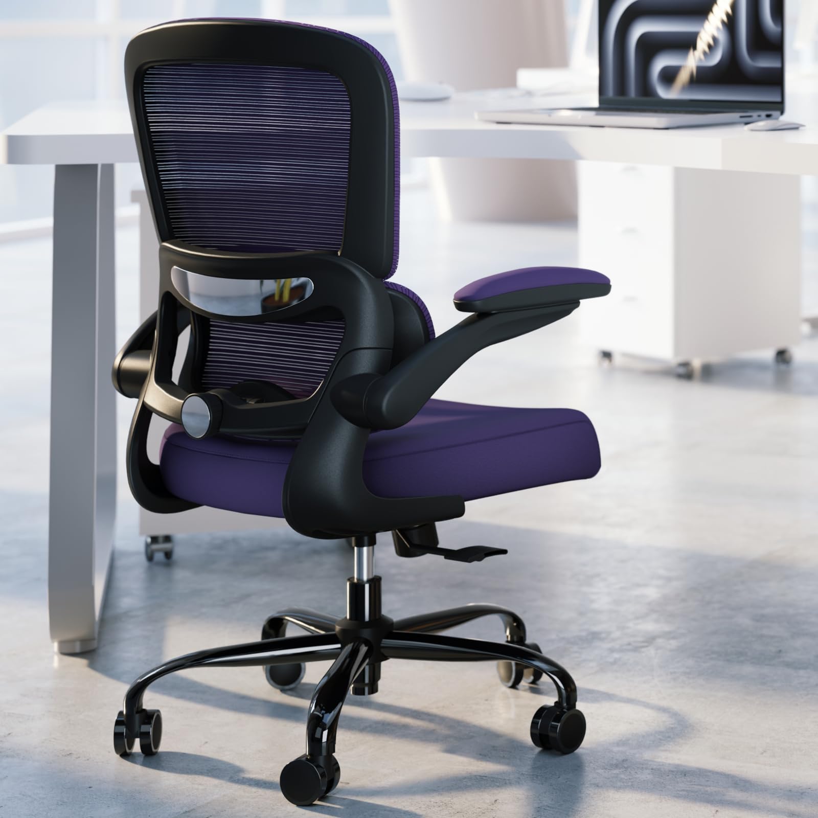 TRALT Office Chair - Ergonomic Desk Chair with Adjustable Lumbar Support, Mesh Computer Chair, Executive Chairs for Home Office Comfortable Lumbar Support (White+Black)