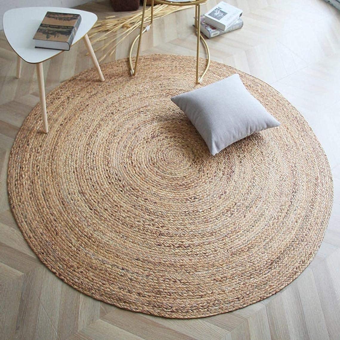 FRELISH DECOR Handwoven Jute Area Rug - 2x3 feet - Natural Yarn - Rustic Vintage Beige Braided Reversible Rug - Eco Friendly Rugs for Bedroom - Kitchen - Living Room - Farmhouse (2'x3')