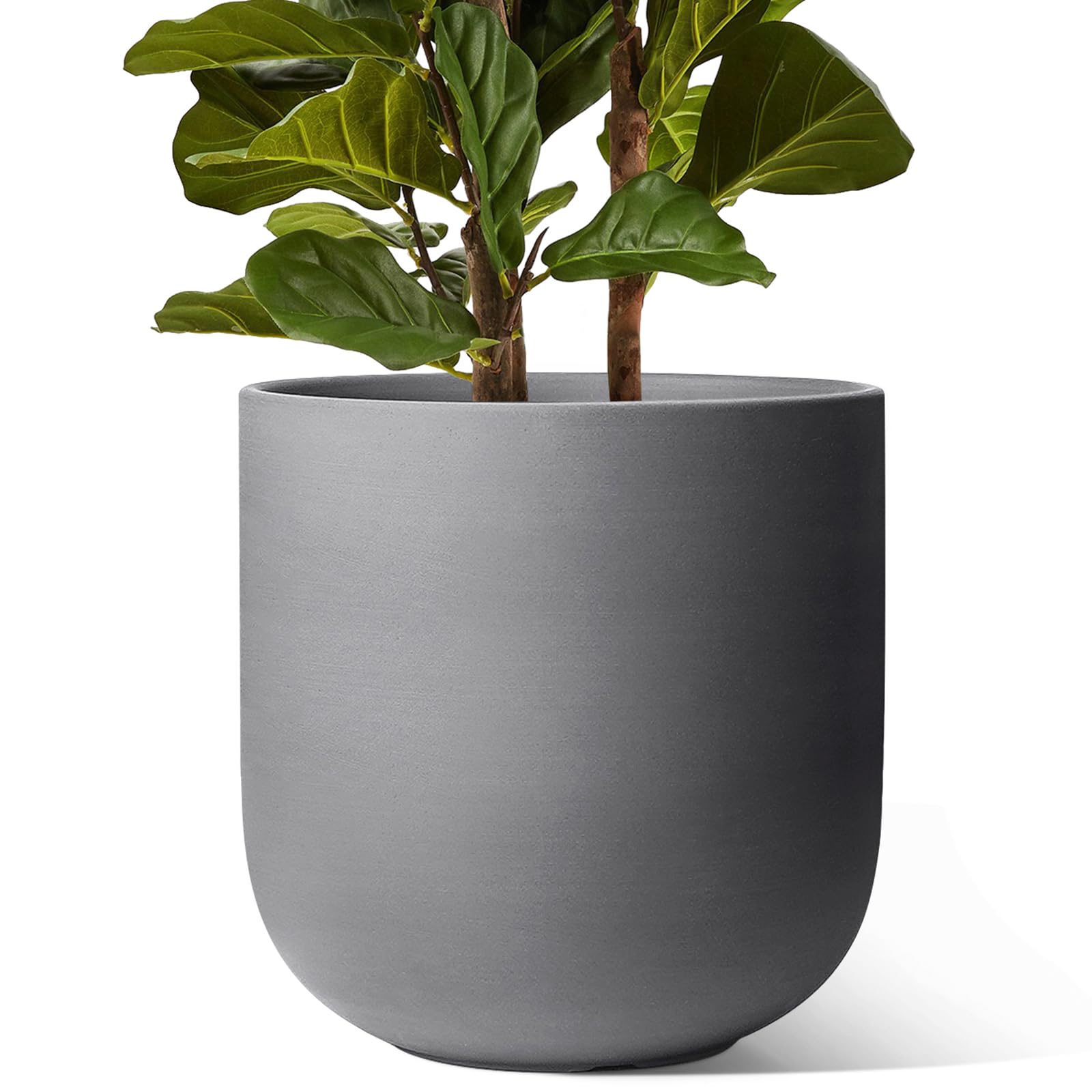 LE TAUCI 12 Inch Pots for Plants, Ceramic Large Planters for Indoor Plants, Indoor Plant Pots for Home Garden Patio Office, Planter Pots with Drainage Hole and Rubber Plug, Neutral Gray