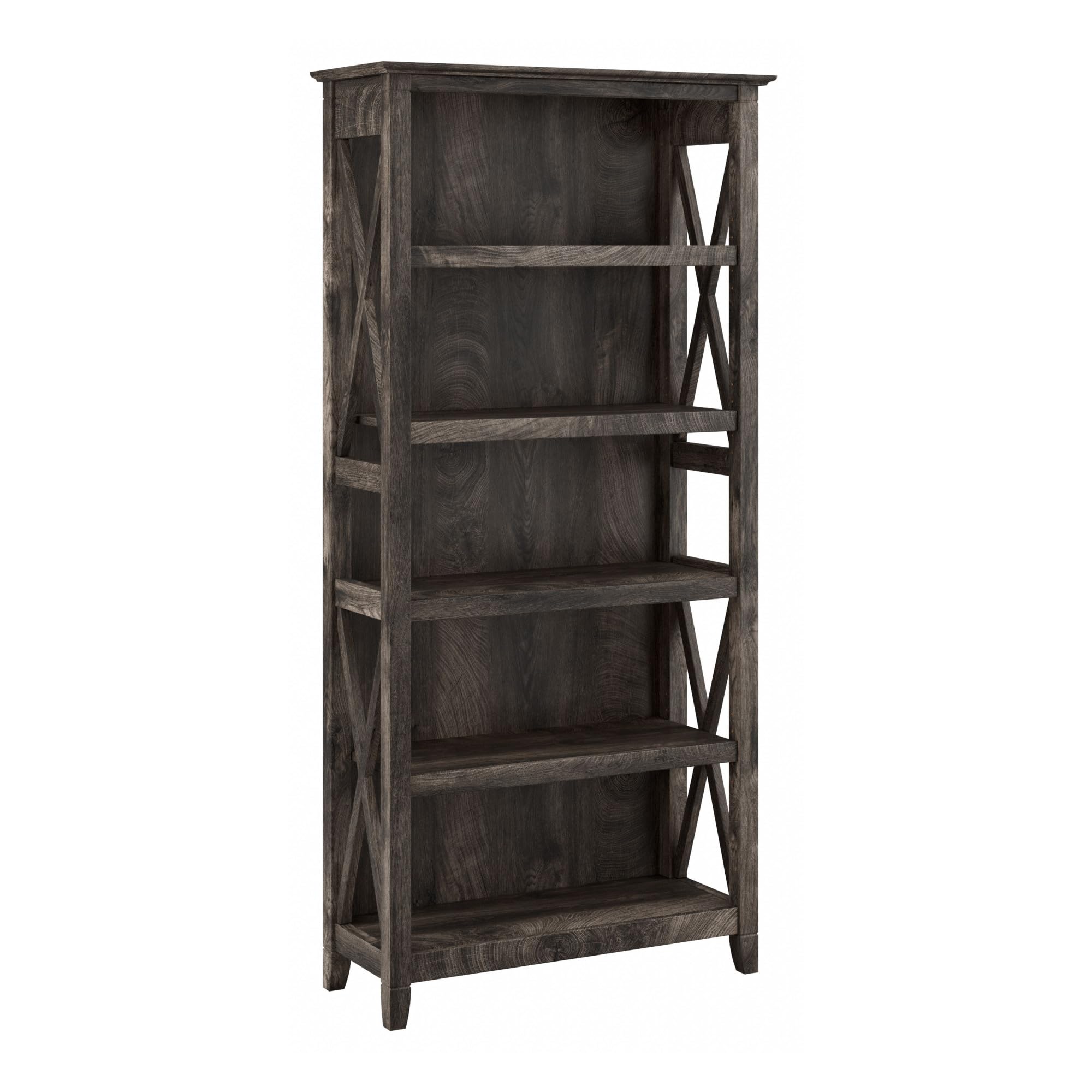 Bush Home Tall 5 Shelf Bookcase for Living Room or Home Office, Large Bookshelf, Modern Farmhouse Style, Key West Collection, Reclaimed Pine