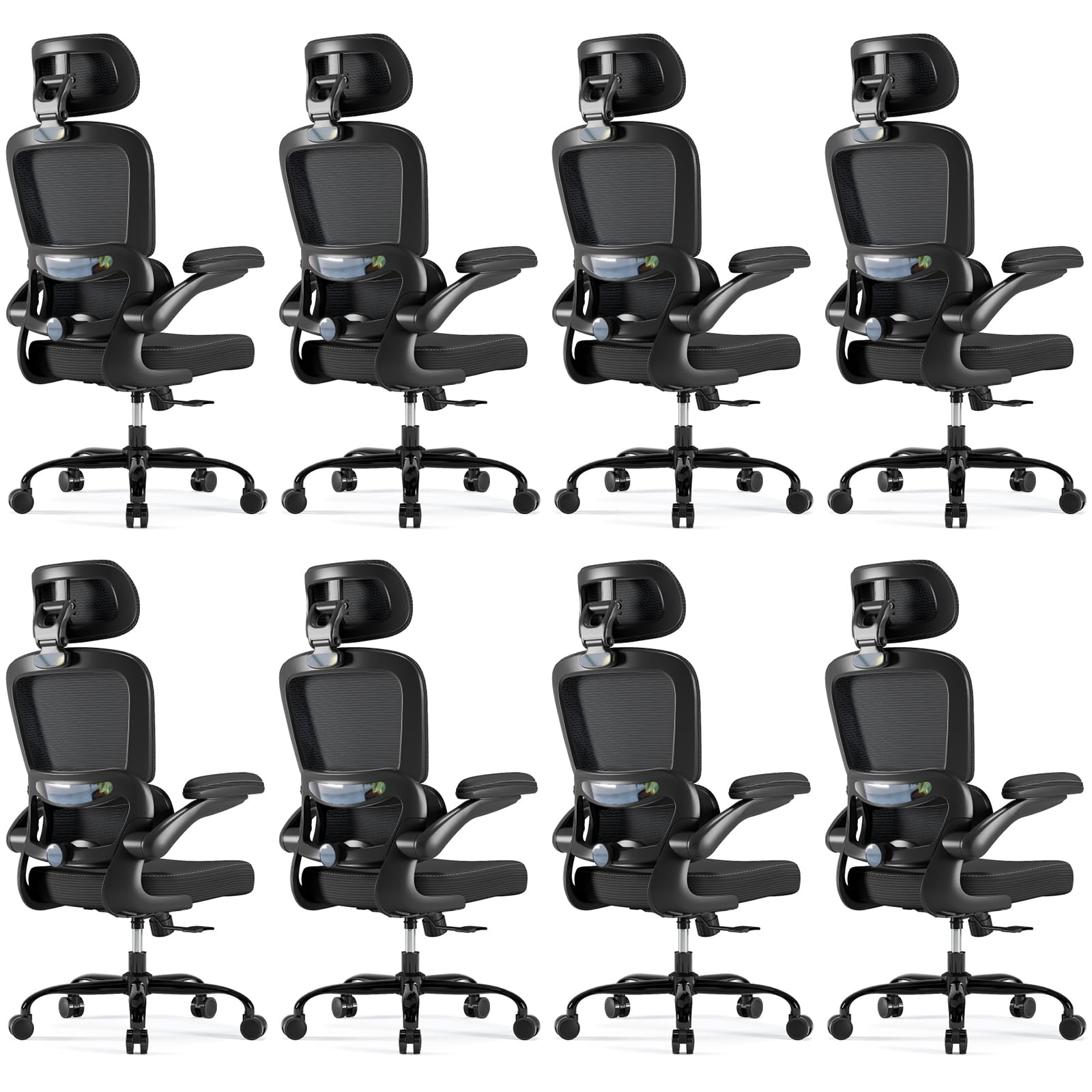 TRALT Ergonomic Office Chair - Desk Chair with Adjustable Headrest Lumbar Support Computer Chair - Mesh Comfy Chair with Flip-up Armrests - Gaming Chairs for Adults Home Office (Leather, White)