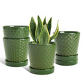 EFISPSS Flower Planter –5 inch Ceramic Plant Pots with Drainage Hole and Ceramic Tray - Gardening Home Desktop Office Windowsill Decoration Gift Set of 4 - Plants NOT Included