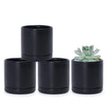 D'vine Dev Set of 4 Small Ceramic Plant Pots, 4.7 Inch Succulent Planter Pot for Plants with Drainage Hole and Saucer, White, 94-X-B-1