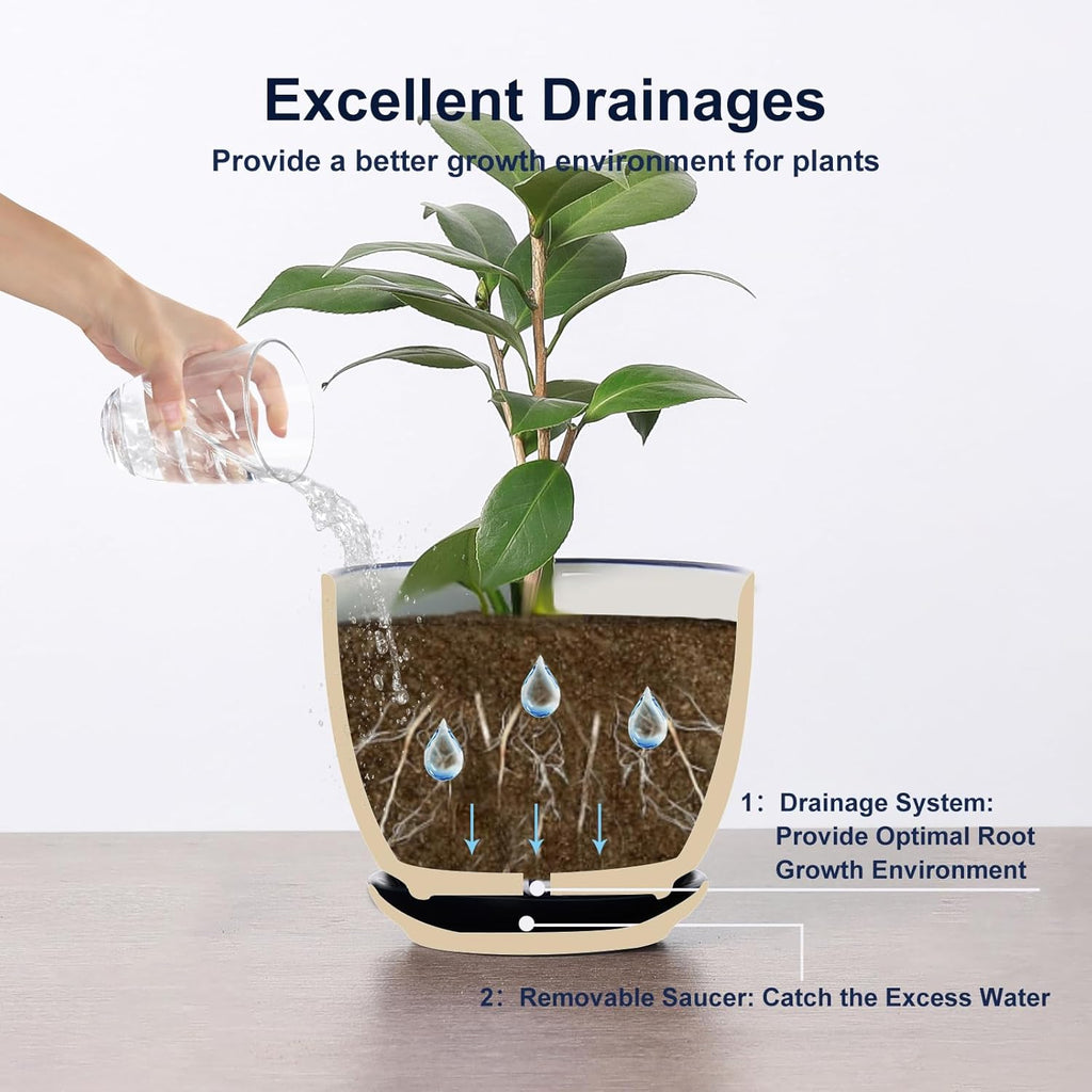 Selamica Ceramic Plant Pots, Indoor Flower Pots for Indoor Plants, 3.5+4.6+5.5 Planters with Drainage Hole & Saucer, Set of 3, Home Decor, Assorted Colors