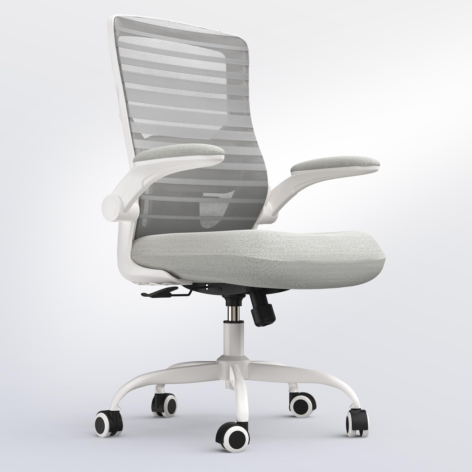 Office Desk Chair for Long Hours & Lower Back Pain Relief – 4“ Thick Molded Foam Cushion, Enhanced Lumbar Support, Padded Flip-up Armrests, Ideal for Office or Study, Black